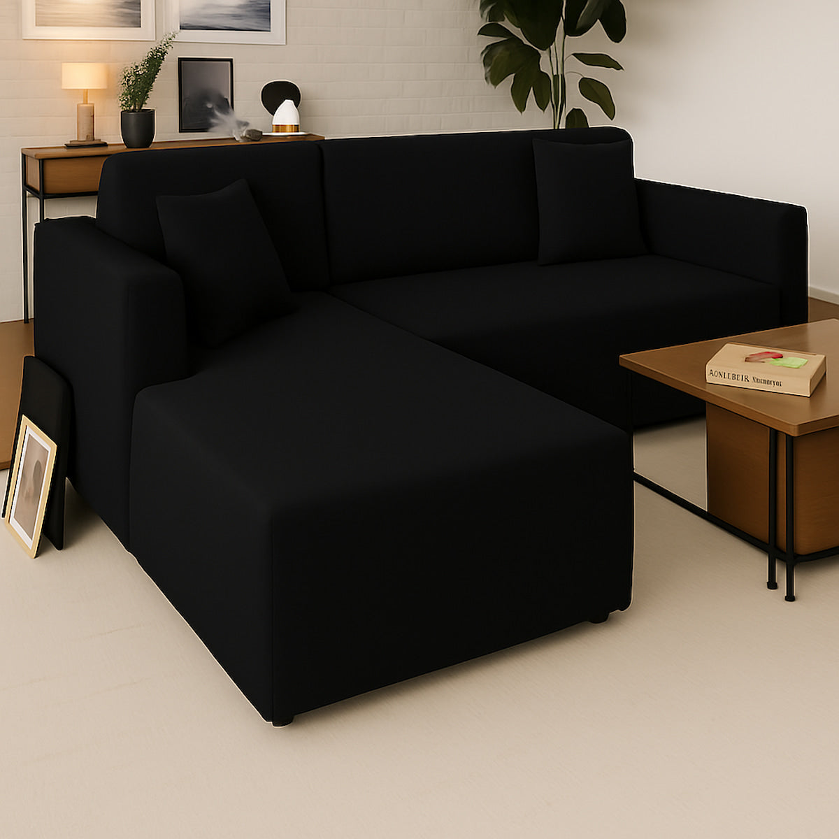 Funda Sofá Chaise Longue Negra