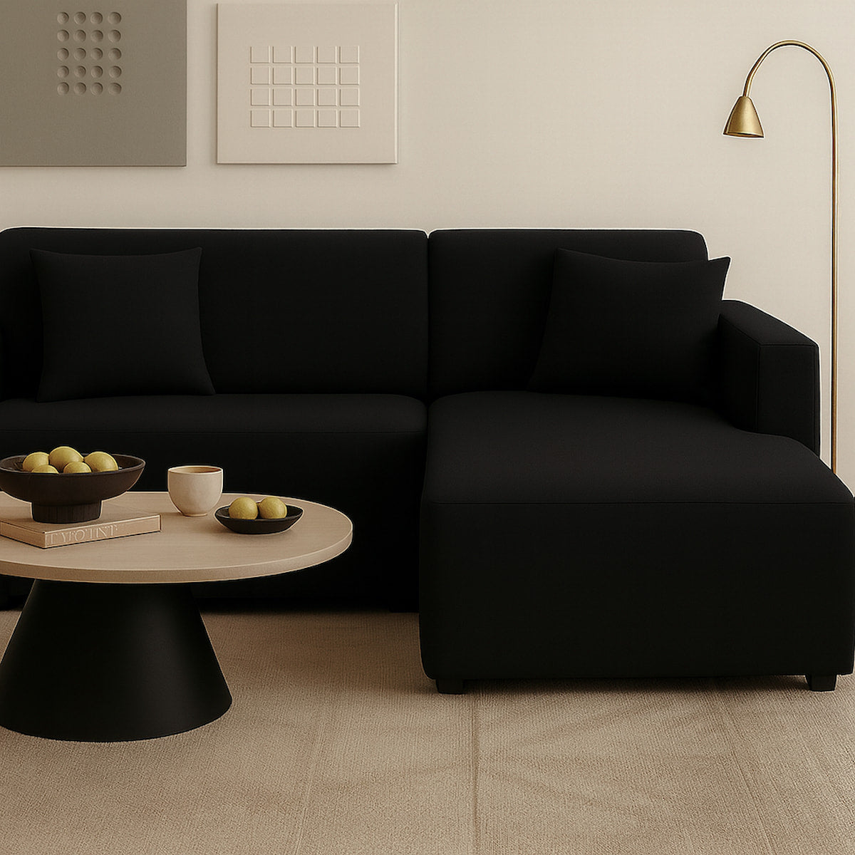 Funda Sofá Chaise Longue Negra