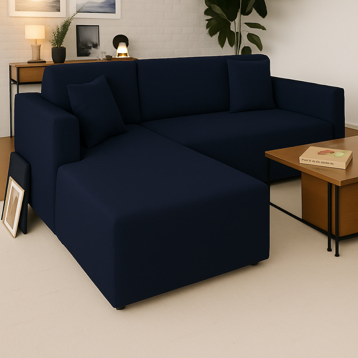 Funda Sofá Chaise Longue Azul Marino