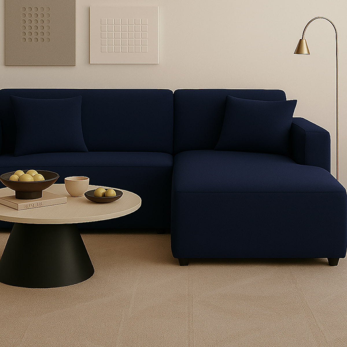 Funda Sofá Chaise Longue Azul Marino