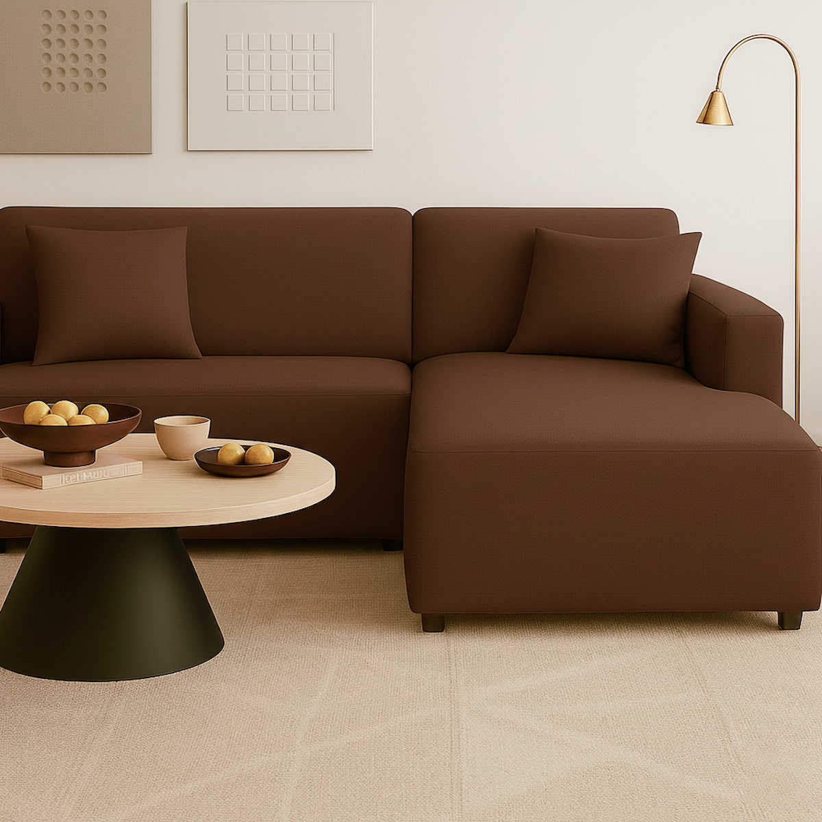 Funda Sofá Chaise Longue Marrón Claro