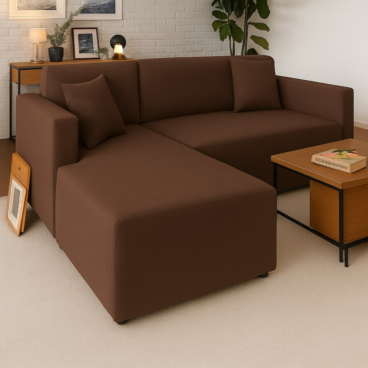 Funda Sofá Chaise Longue Marrón Claro